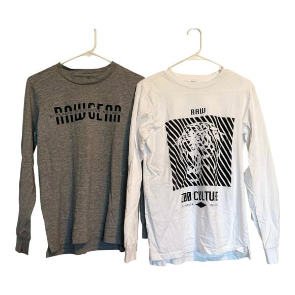 2 Rawgear zoo crew mens size small grey & white long sleeve crewnecks tees - Picture 5 of 5